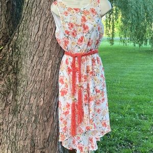 NWT As U Wish white floral high low dress Small
